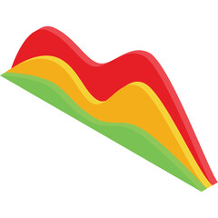 Abstract Colorful Three Layered Chart Graphic with Green Yellow and Red Waves on Transparent Background