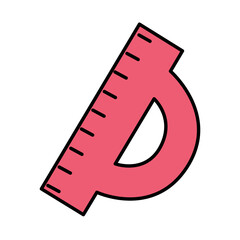 Pink Protractor Illustration on Black Background