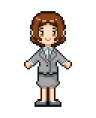 スカートスタイルのビジネスウーマンのドット絵