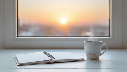 New Year 2026: Morning Coffee and Resolutions Notebook
