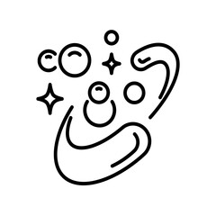 soap bubbles swirl, detergent icon, sparkling foam, shampoo or washing powder, linear vector illustration