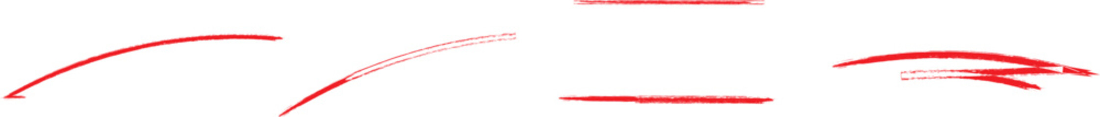 Hand-Drawn Red Marker Line and Curve Set