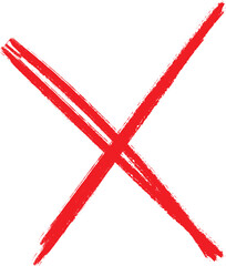 Hand-Drawn Red Grunge Brush Stroke X Mark