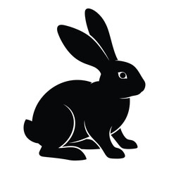 Obraz premium Black silhouette of a rabbit isolated against white background art image