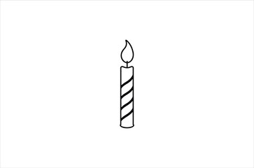 Simple line drawing of a lit candle with a striped body design