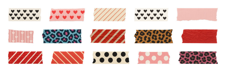 PNG Colorful patterned adhesive tapes, element set on transparent background