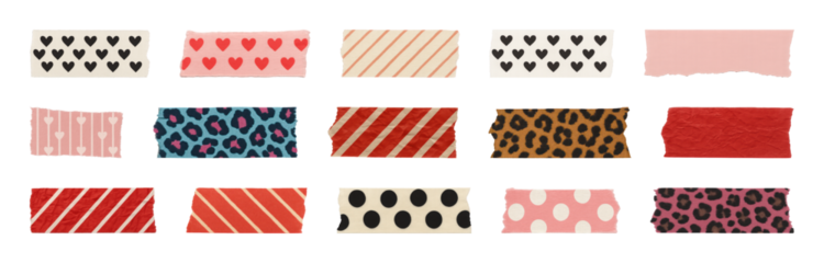 PNG Colorful patterned adhesive tapes, element set on transparent background