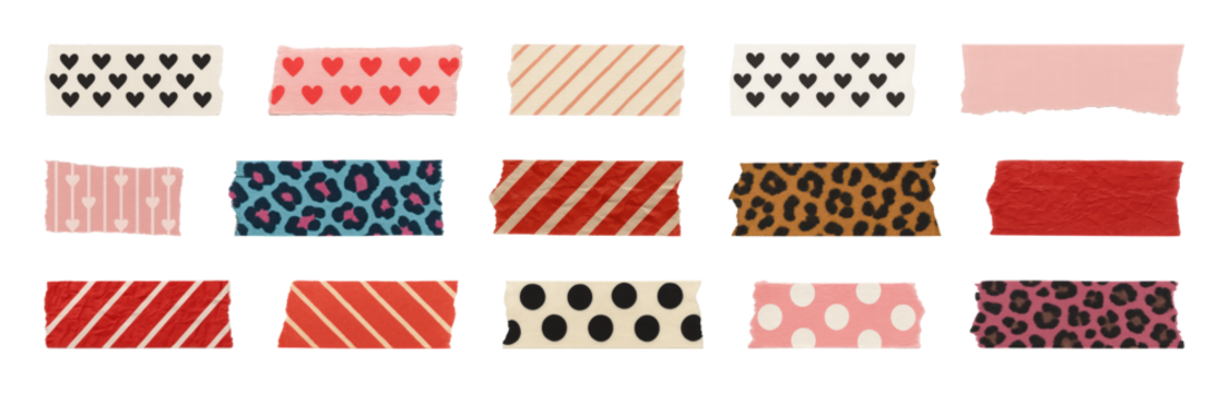 PNG Colorful patterned adhesive tapes, element set on transparent background - Powered by Adobe