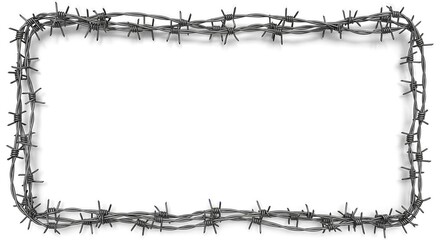 Barbed wire frame with a sense of danger conveys restriction or containment concept