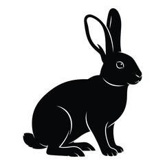 Obraz premium Elegant Black Rabbit Silhouette on White Background Animal Illustration Art