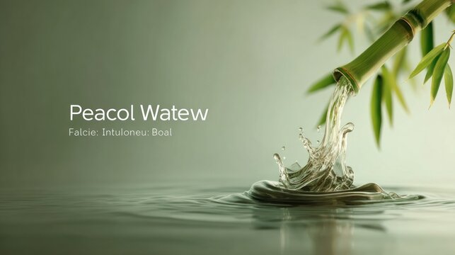 Bamboo fountain with cascading water creating a splash art on calm surface serenity scene