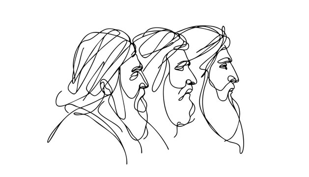 three wise men carrying gifts in procession