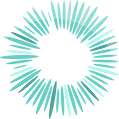 Abstract Exploding Radial Burst Of Teal Blue Mint Green Jagged Spokes Bursting Outward From A Central White Space Isolated On A Transparent Background