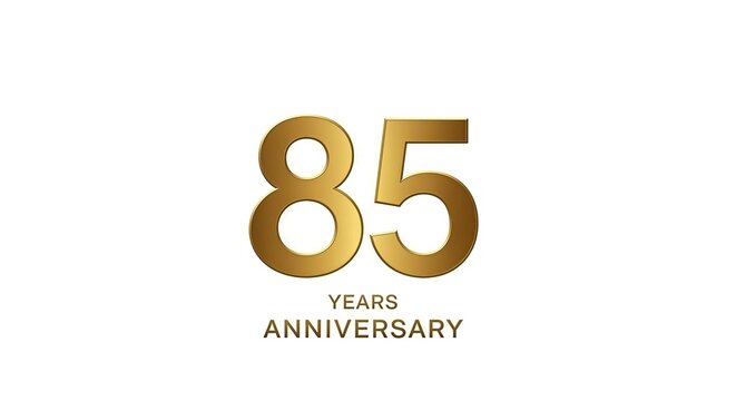 Celebrating a Milestone: The 85th Anniversary Golden Emblem on Pure White Backdrop