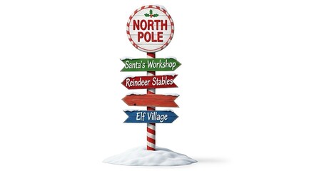 Charming North Pole Destination Marker with Festive Decorations for Holiday Season
