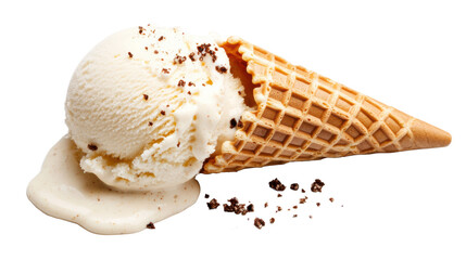 Ice cream cone with scoop on transparent background