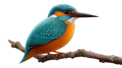 Jewel-Toned Kingfisher on Branch: A close-up view of a vibrant kingfisher perches delicately on a branch. Capturing the kingfisher's jewel-toned plumage in exquisite detail.
