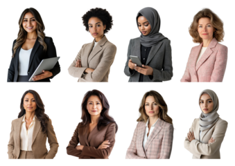 PNG Diverse professional women portraits, element set on transparent background