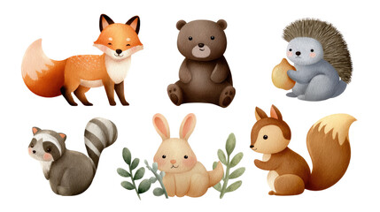 Fototapeta premium Woodland Friends Gathering: A charming collection of woodland creatures gathers in a whimsical scene, each exuding a unique personality and radiating warmth.