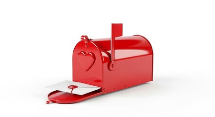 Crimson mailbox with heartfelt message symbolizing affection and anticipation