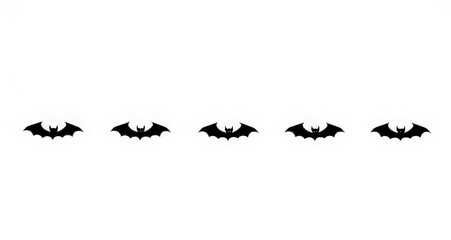 Creative black bats in a row for a spooky Halloween celebration in autumn