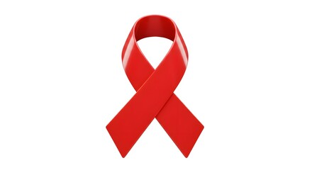 3D Rendered Red Awareness Ribbon Symbol for AIDS, HIV, Heart Disease, and Support