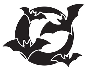 Bats circling a moon a spooky vector illustration for Halloween isolated on white background