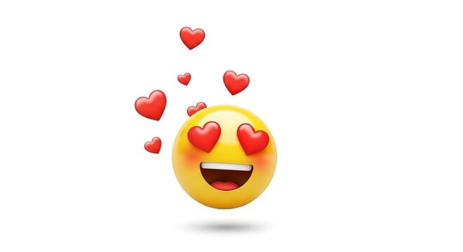 Expressive emoticon radiating affection and infatuation with floating heart icons around its head