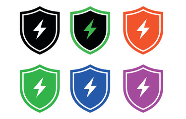 Electric Shield Icon Vector Illustration. Simple Electric Station Symbol for Power, Energy, Security, and Protection Concepts.