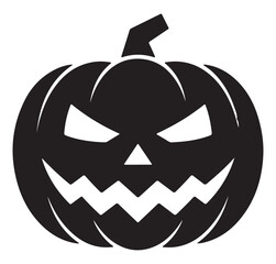 Scary jack-o-lantern silhouette a spooky Halloween pumpkin with a menacing face perfect for holiday designs and festive decorations