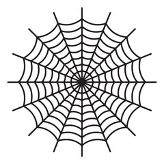 Spiderweb vector illustration simple black and white line art perfect for Halloween designs and spooky themes