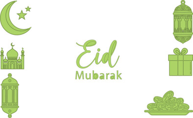 Elegant Eid Mubarak greeting design featuring traditional Islamic cultural symbols and festive elements for holiday celebration