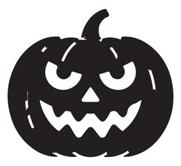 Black Halloween pumpkin illustration spooky jack-o-lantern with carved face vector design element for holiday decoration