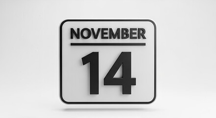 Iconic representation of November fourteenth day on a calendar, for scheduling event or special