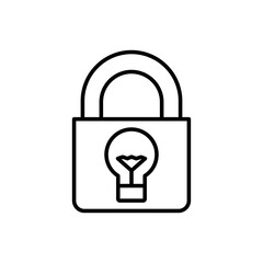 Idea Security: A simple, sleek padlock design incorporates a light bulb, symbolizing the protection of innovative ideas and creative concepts. 