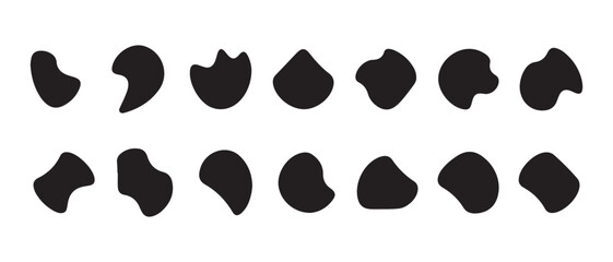 Abstract Organic Shape Icons. Irregular Black Silhouettes for Modern Design, Pattern Recognition, and Visual Testing.