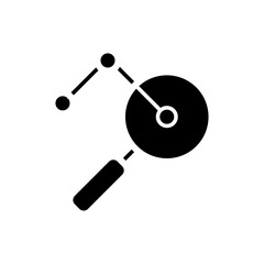 Data Investigation Illustration: A minimalist, high-contrast illustration featuring a magnifying glass focused on a circular data graph, symbolizing deep analysis and exploration of information.