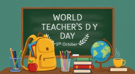 Celebration of global educator recognition day featuring essential classroom supplies