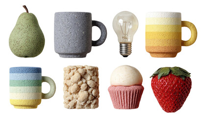 Colorful Isolated Objects with Unique Shapes and Textures for Creative Projects