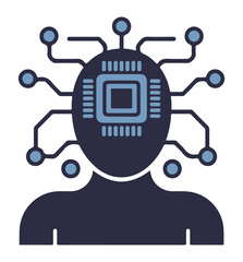 Artificial intelligence vector illustration featuring a human head silhouette with a microchip ideal for technology and innovation concepts