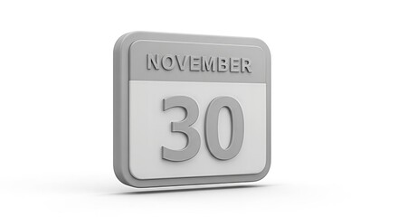Stylish grey perpetual calendar displaying the thirtieth of November commemoration date