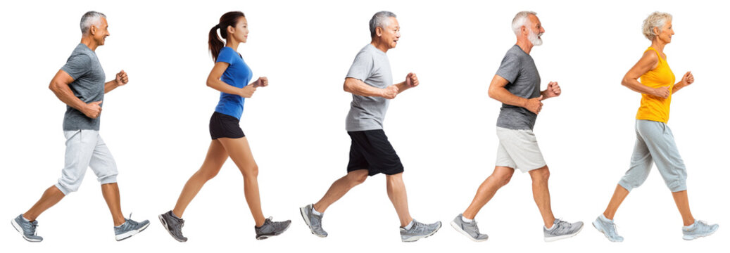 Active seniors walking exercise