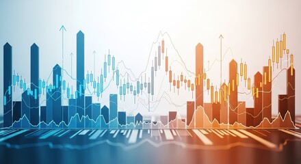 Financial Growth Chart With Cityscape Background