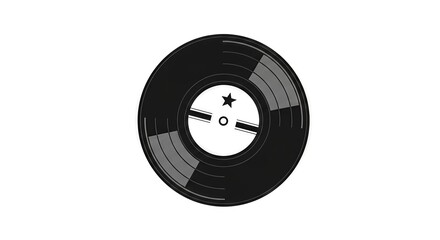 Fototapeta premium Vinyl record illustration with central star design for music and retro aesthetic themes