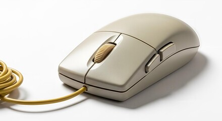 Vintage computer mouse on a white background evoking nostalgic technology visuals