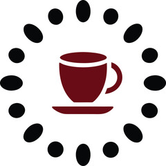 Obraz premium Icon of a coffee cup surrounded by black oval shapes