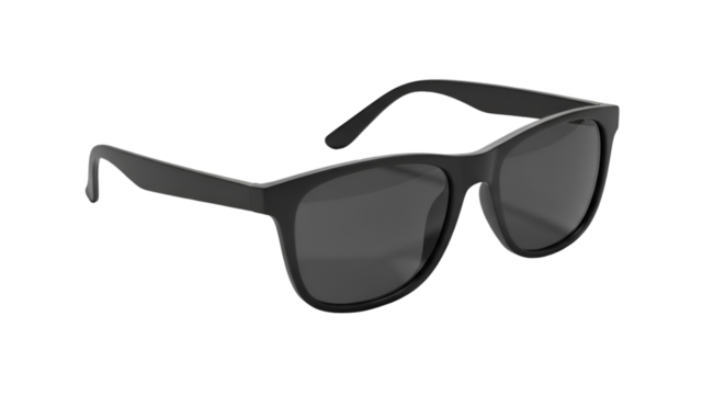 Sleek black sunglasses with a modern, minimalist design, perfect for fashion, lifestyle, travel, and style-focused projects that need a touch of cool and sophistication