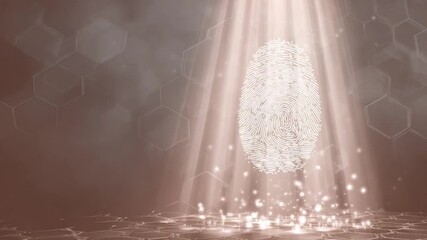 Abstract digital fingerprint in a beam of light illustrating security and data privacy - Powered by Adobe