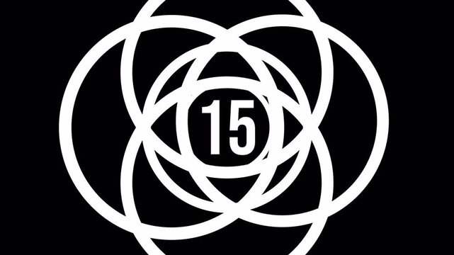 Dynamic 20 Second Countdown Animation Featuring White Rotating Rings and Abstract Geometric Shapes on Black Background - Powered by Adobe