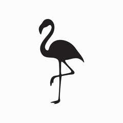 Silhouette of a flamingo isolated on white background